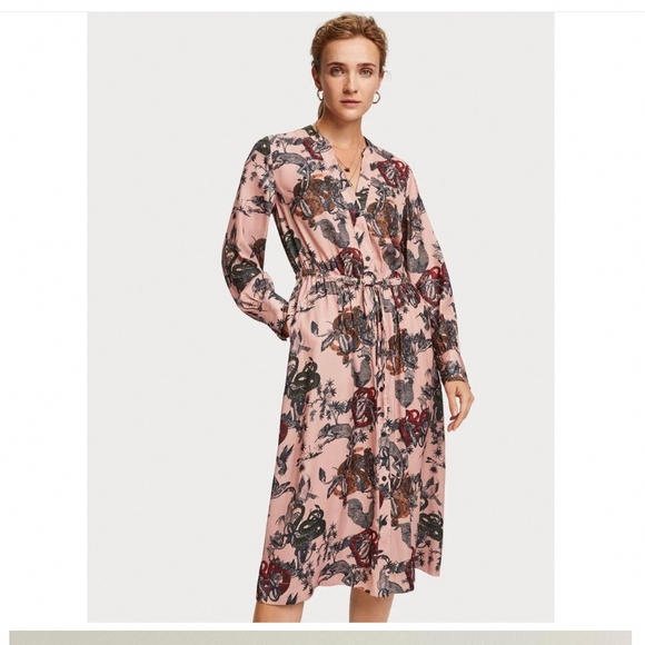 Scotch & Soda Dresses & Skirts - Scotch & Soda Dusty Rose Witchy Print Long Sleeve Dress